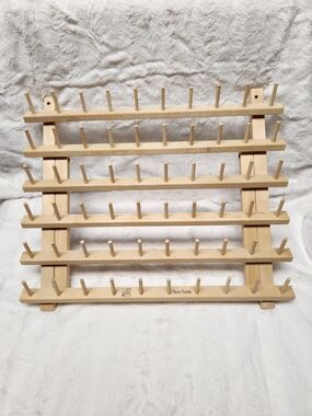 Natural Wood Thread Spool Organizer - Light Wood